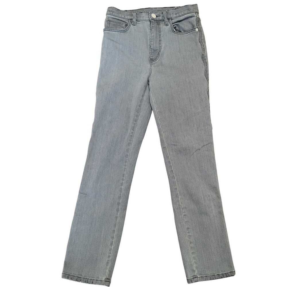 Current Elliott High Rise Straight‎ Leg Jeans Gray Women's Size 27 Scallop Edge